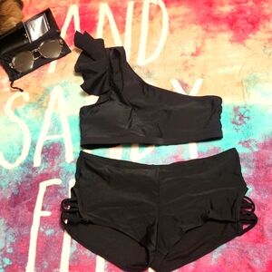 Black One-Shoulder Bikini Set